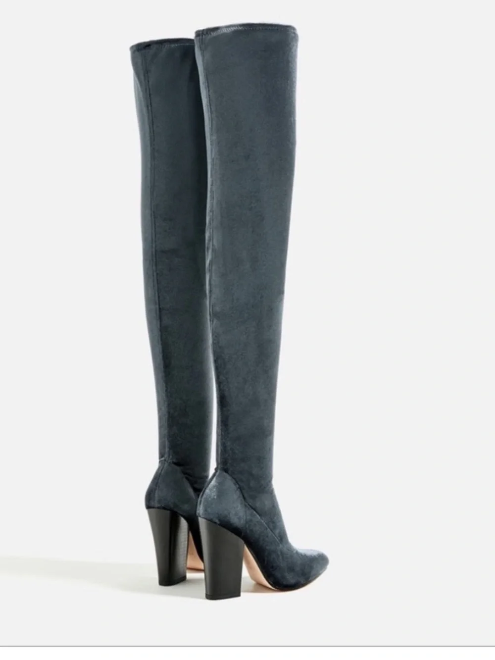 New Zara Thigh High Velvet Blue Boots Size 41